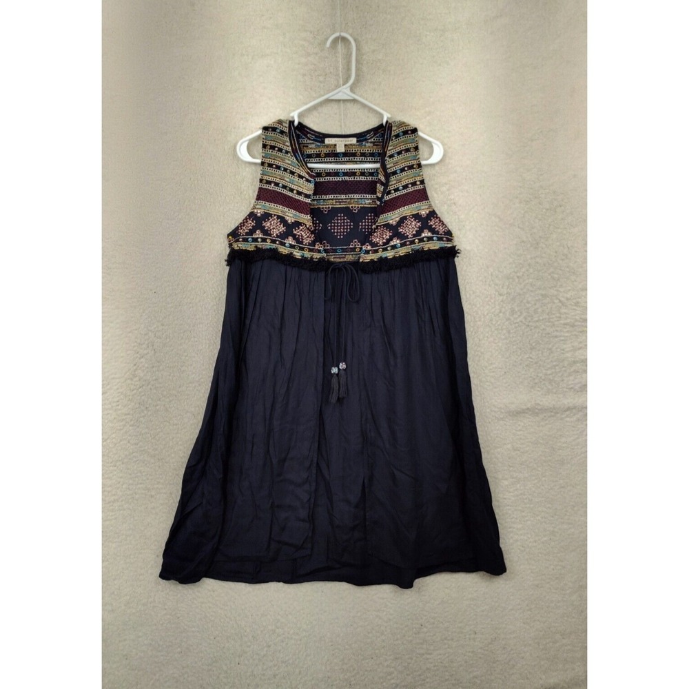Zara Outerwear Women Dress Small Blue CottonBlend Sleeveless Embroidere Cardigan